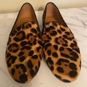 J. Crew Leopard Calf Hair Driving Loafers